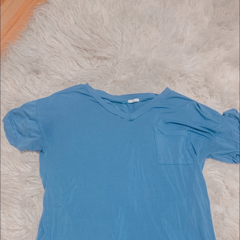 cute blue v-neck shirt